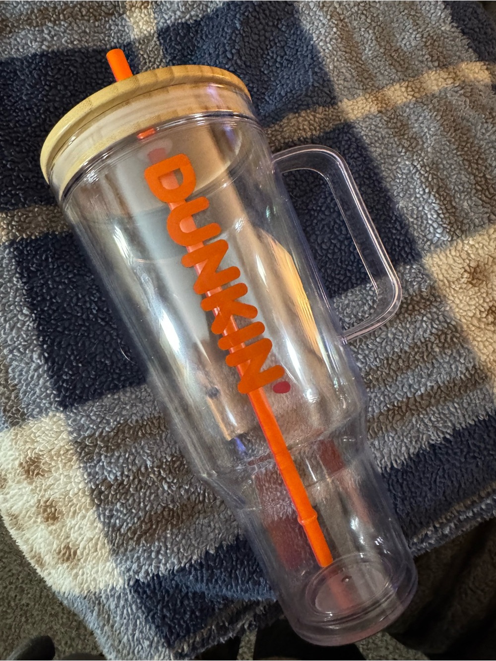 Dunkin Orange Logo Acrylic Travel Tumbler with Straw